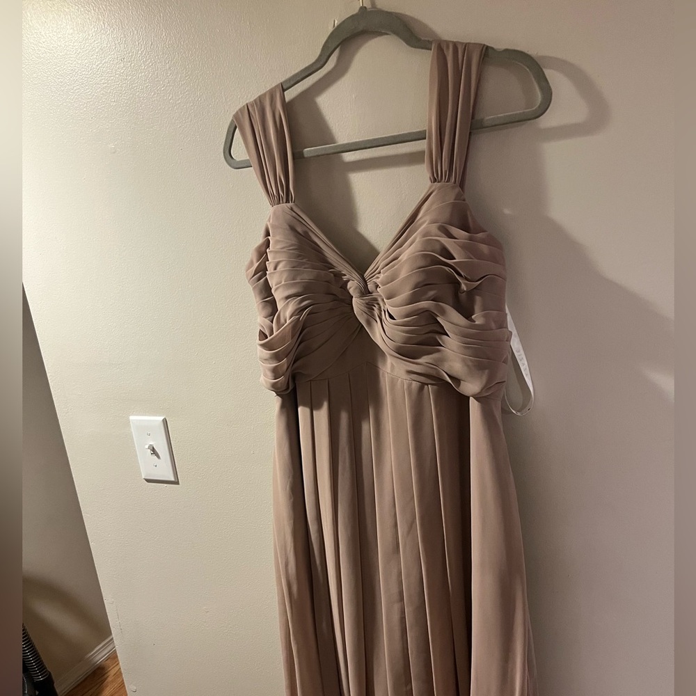 Azazie Taupe Maxi Dress